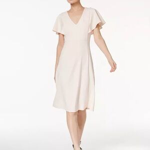 Calvin Klein Blush Pink V-Neck Flutter Sleeve A-Line Dress Size 2